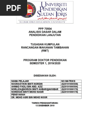 Tugasan Kumpulan Rmt Ppp 70504 Pdf
