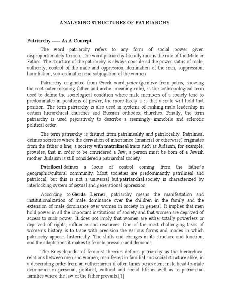 Understanding Patriarchal Structures | PDF | Patriarchy | Socialization