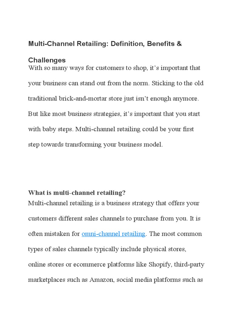 MultiChannel Retailing Definition, Benefits & Challenges Download