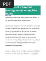 Impacts of A Handset Leasing Model On Mobile Telcos