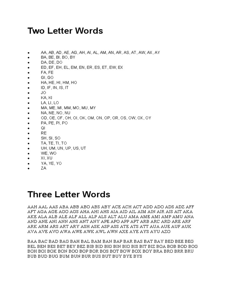  Mir hebe garl and boy clit -49 Two Letter Words | PDF