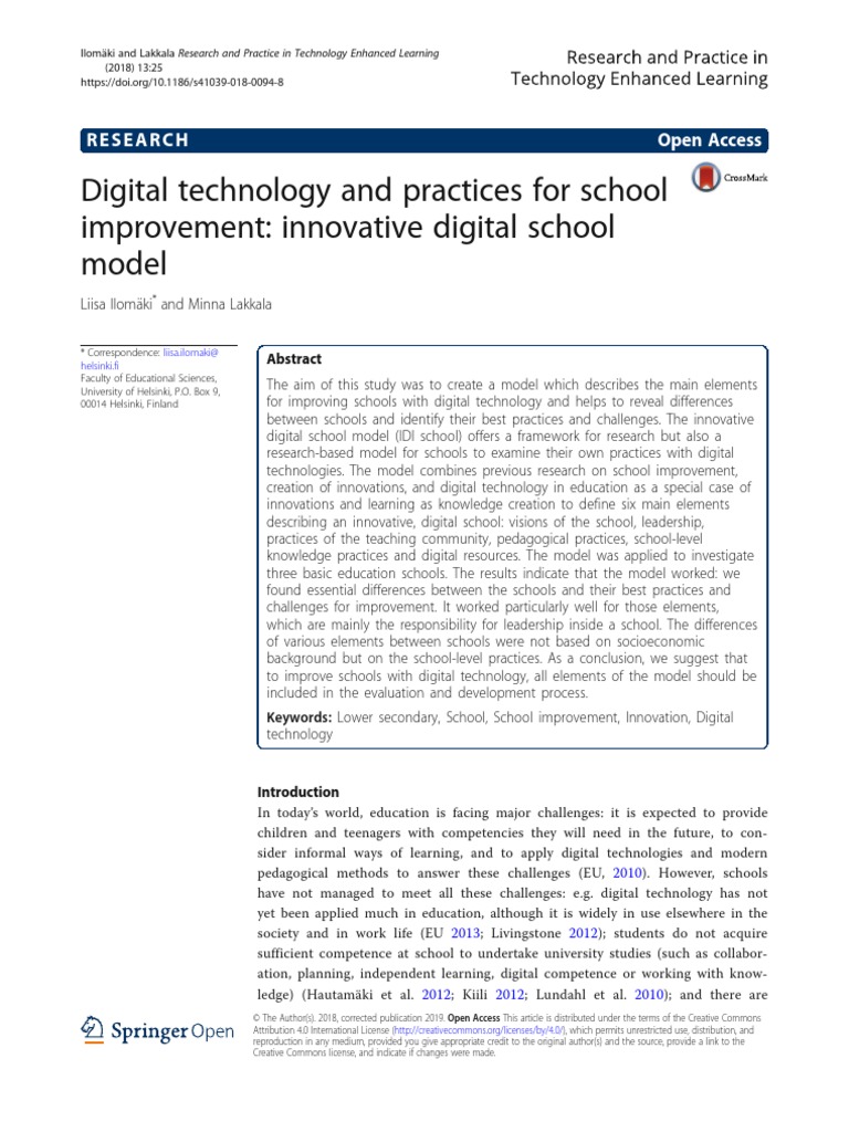 Digital Technology and Practices For School Improvement: Innovative ...