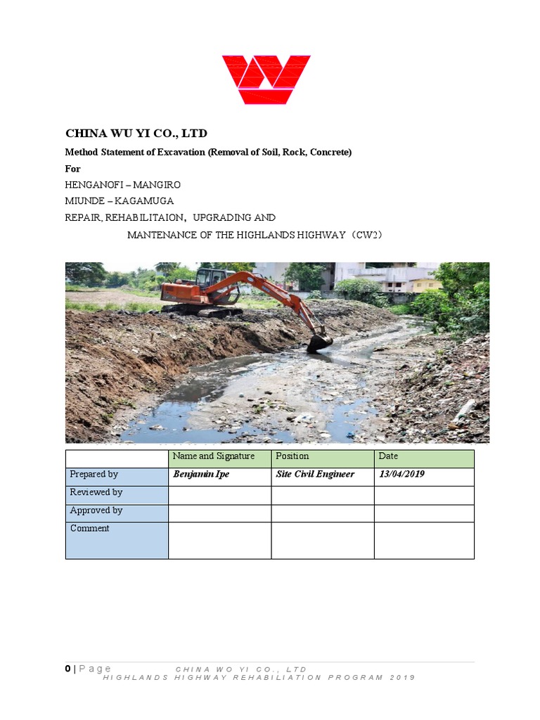 CWYC Method Statement For Excavation | PDF | Personal Protective ...