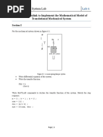 Linear Control System Lab: Utilizing Simulink To Implement The Mathematical Model of Translational Mechanical System