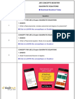 Doubtnut Today: Ques No. Concept For Jee - Chapter Quadratic Equations 1. Basics