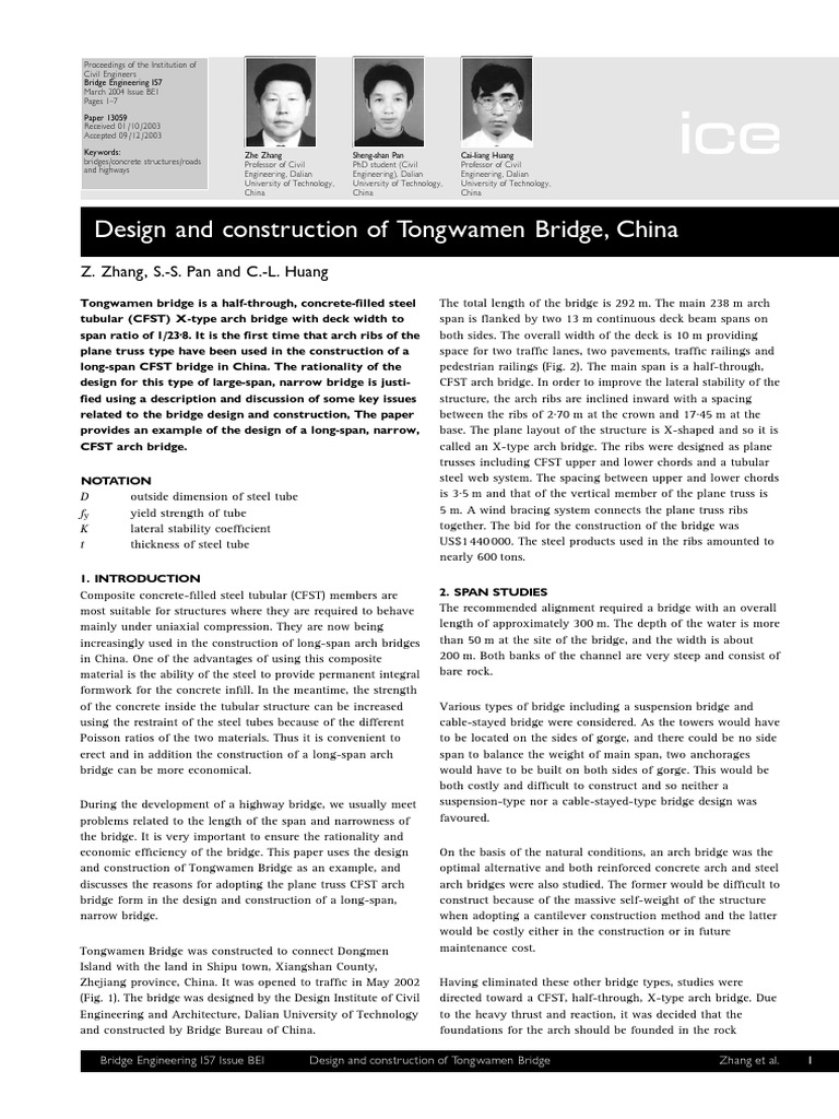 Tongwamen Bridge Design Overview | PDF | Truss | Bridge