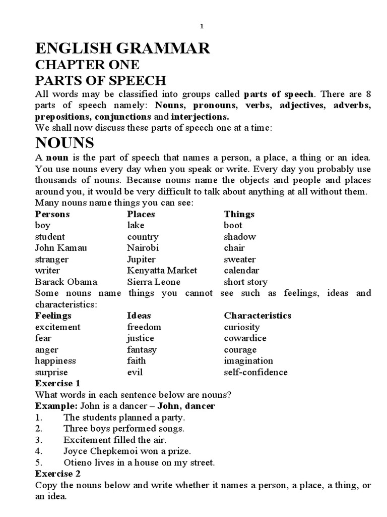 English Notes Form 1 4 Booklet New Setbks PDF Grammatical  