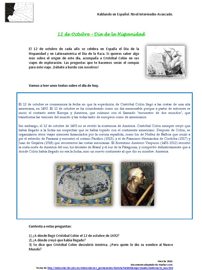 12 de Octubre: Día de la Hispanidad | PDF | Cristobal colon