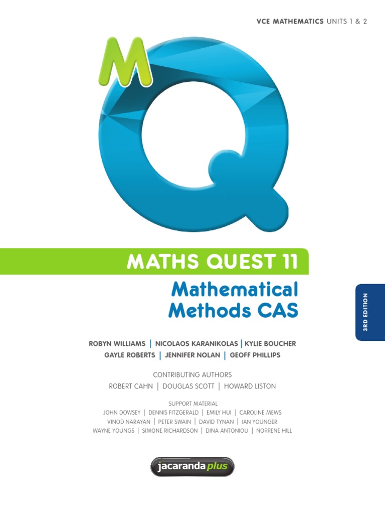 VCE Math Methods CAS Units 1 2 Text Book PDF | Download Free PDF ...