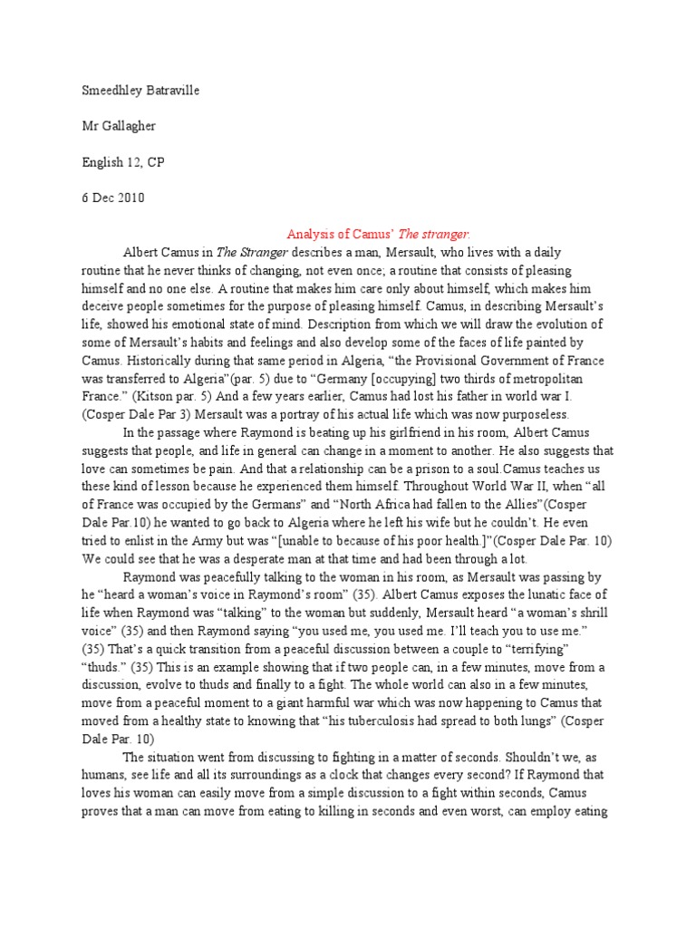 the stranger essays