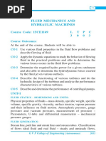 Fluid Mechanics and Hydraulic Machines: Course Code: 15CE1169 L T P C 3 0 0 3