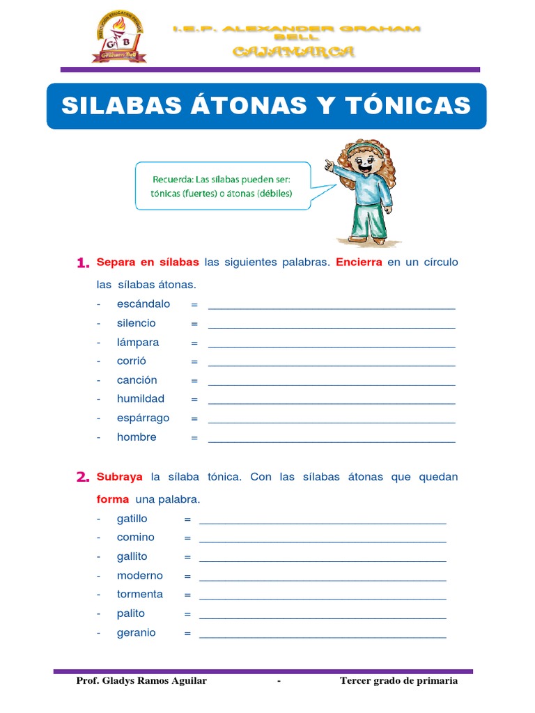 Ficha Silabas Tónicas y Átonas | PDF
