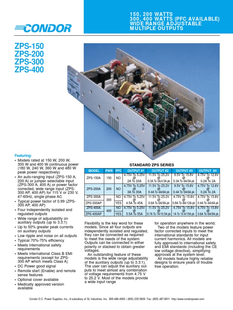 ZPS Series Power Supply Datasheet | PDF | Power Supply | Electrical ...