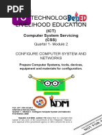 Technology Livelihood Education: (ICT) Computer System Servicing (CSS)