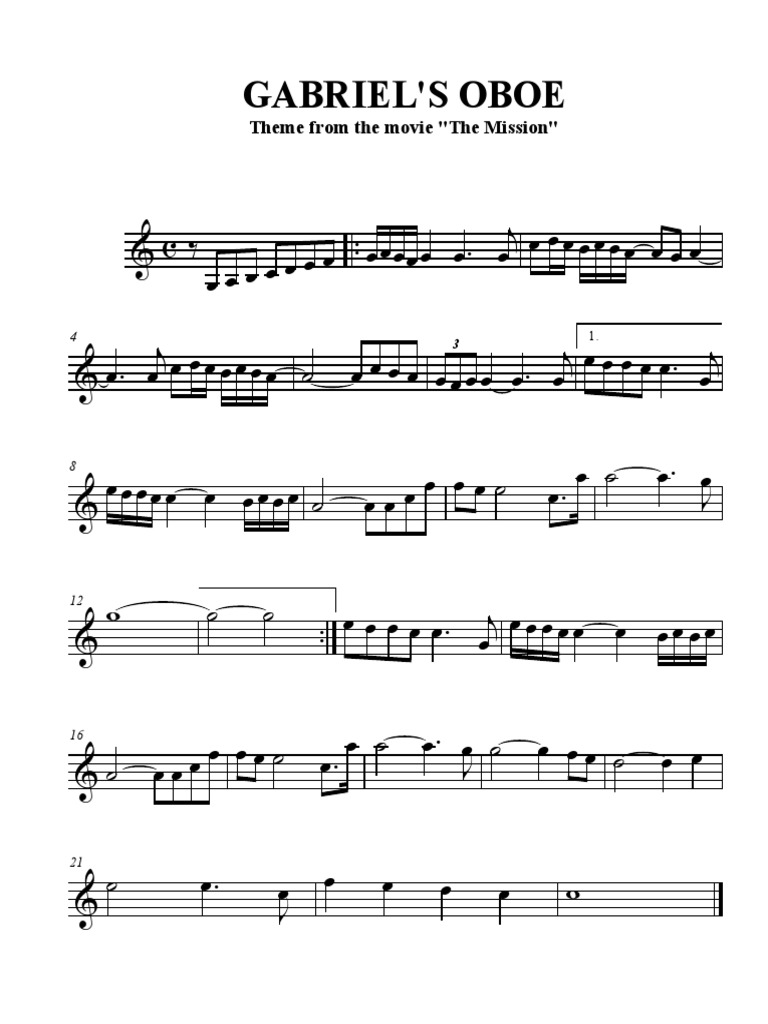 Gabriel's Oboe Melody PDF