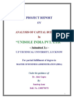 Capital Budgeting Analysis at Unisole India