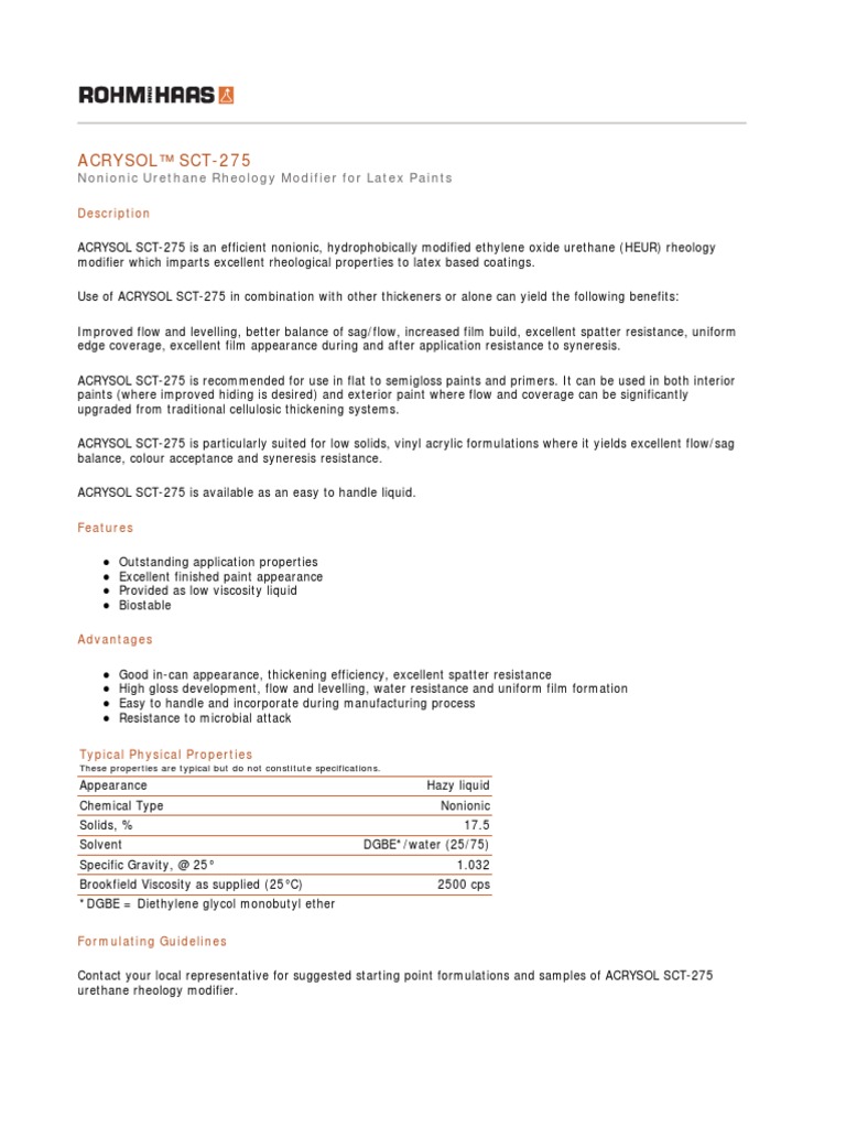 Acrysol Rheology Modifier – Acrysol Replacement – HOXWBW