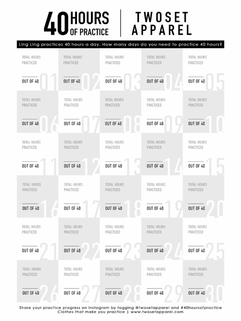 Practice Challenge Calendar by TwoSet Apparel | PDF