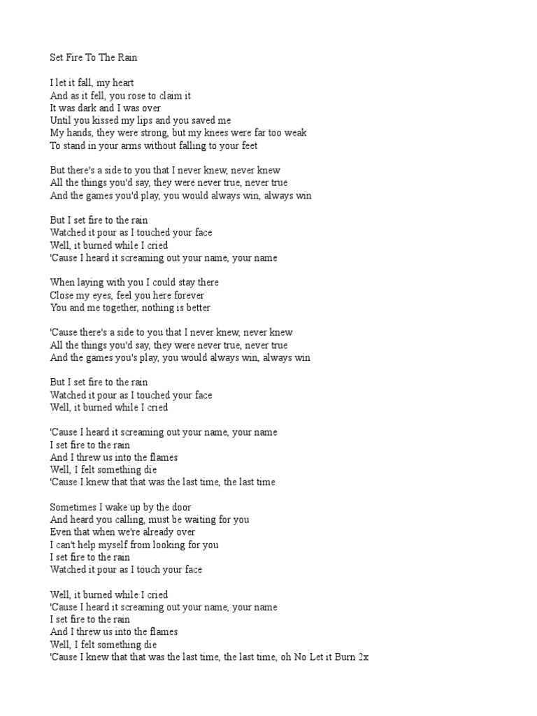 Lyrics Set Fire To The Rain | PDF