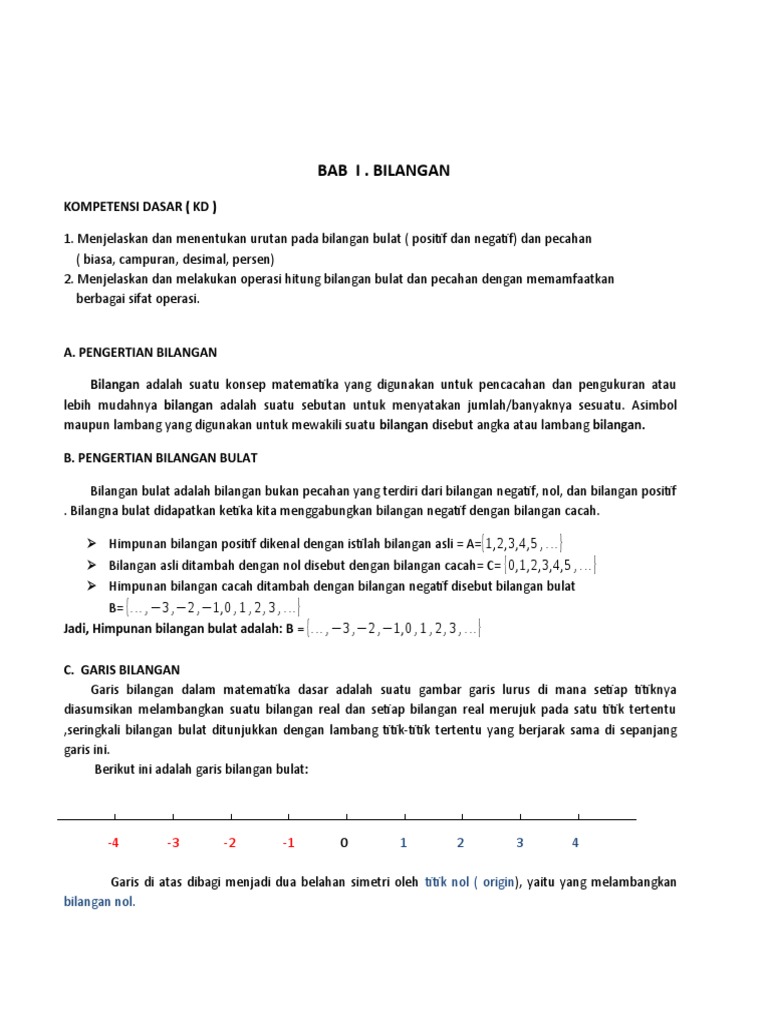 Konsep Dasar Bilangan Bulat Matematika | PDF