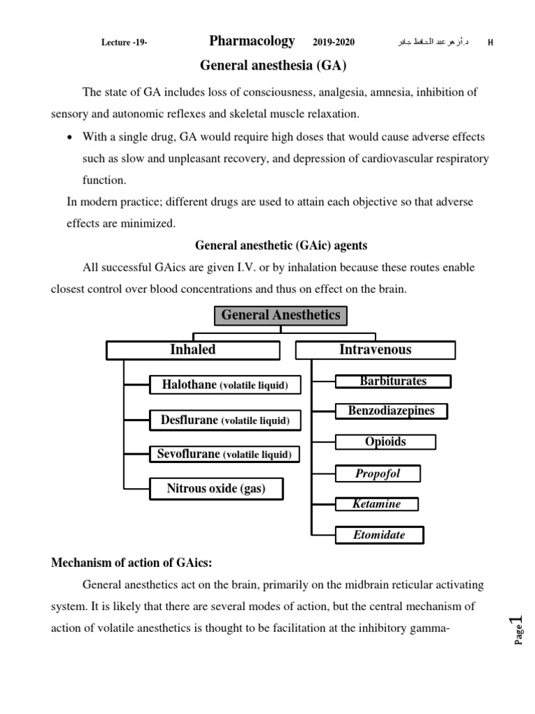 Overview of General Anesthesia Techniques | PDF | Anesthesia | Pharmacology