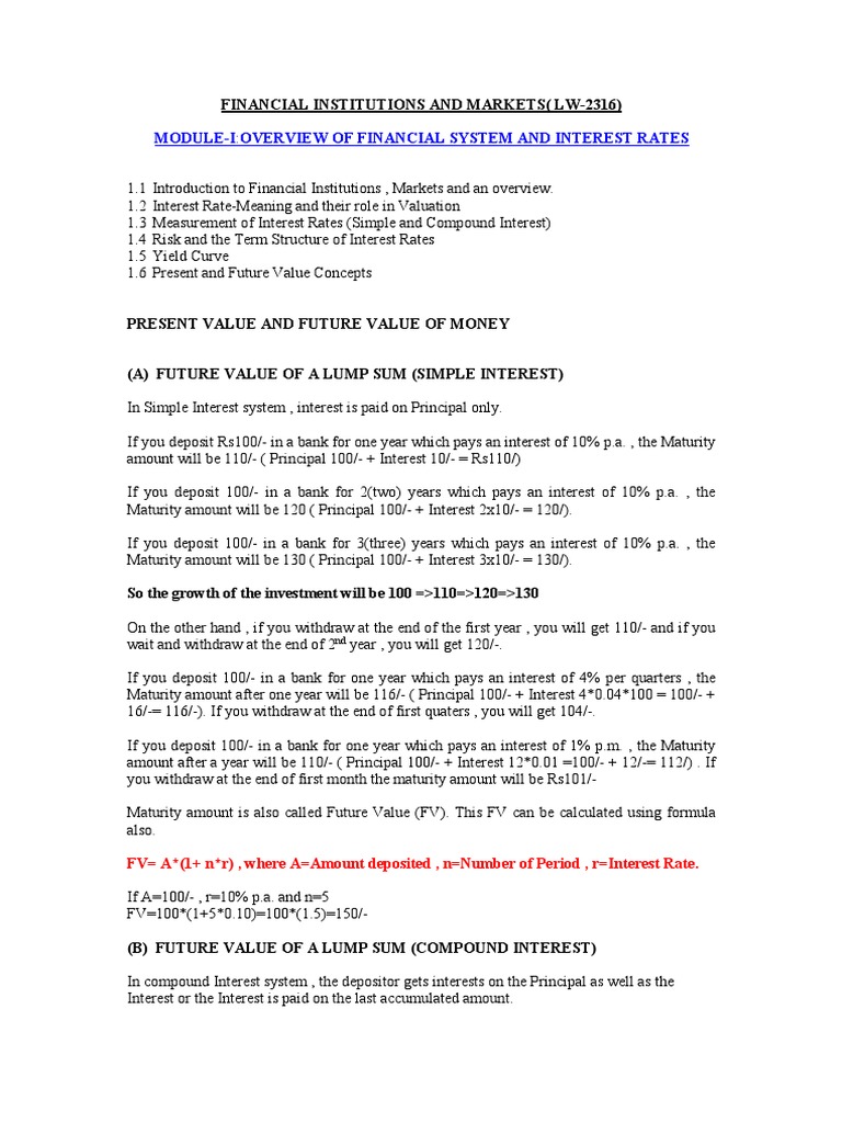 1.FIM - Module I - Overview of Financial System and Interest Rates ...