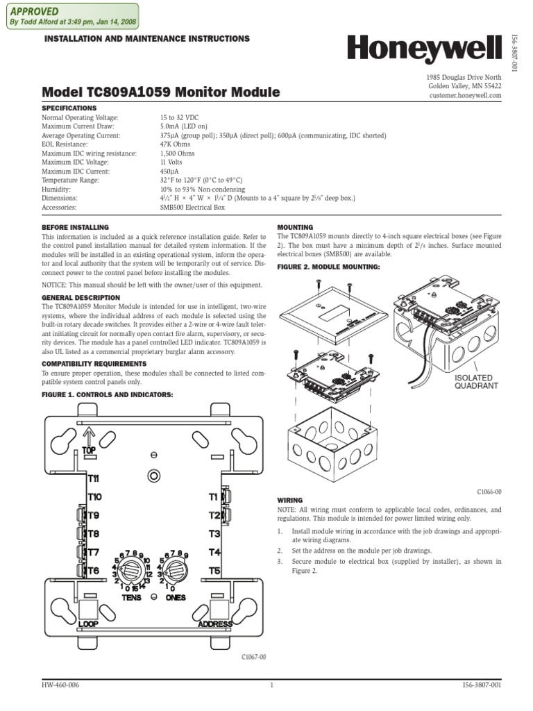 Model TC809A1059 Monitor Module: Installation and Maintenance ...