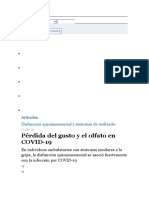 Anosmia y Perdida de Gusto en Pacientes Covid-19