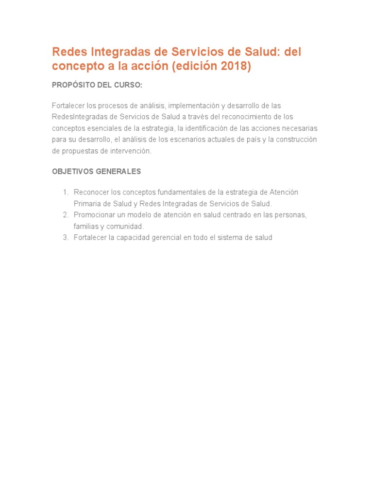 Curso Redes Integradas de Servicios de Salud | PDF