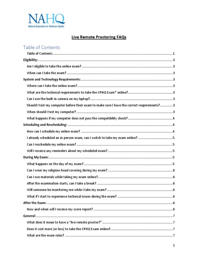 Remote Proctoring FAQs PDF Technical Support Test (Assessment)