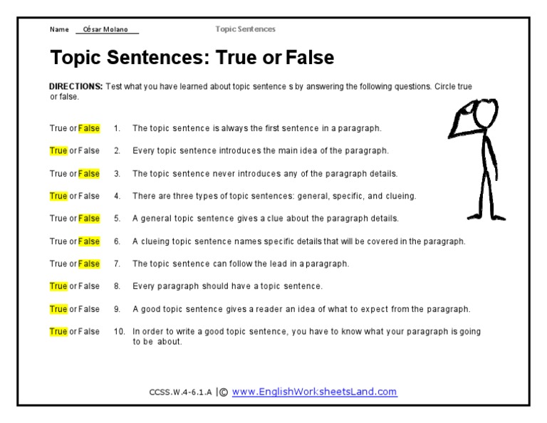 how write a topic sentence