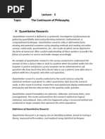 Topic: The Continuum of Philosophy.: Quantitative Research