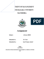 Assignment: Department of Manangement Sciences Hazara Univerity Mansehra