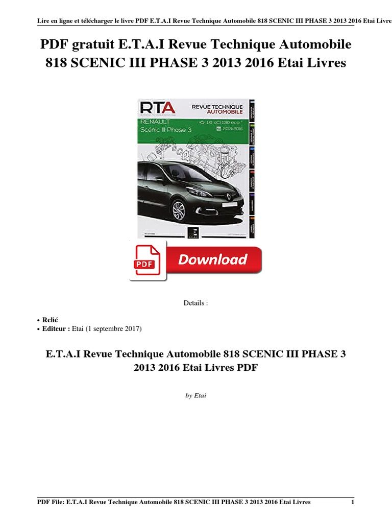 Revue Technique Scenic 1 Phase 2 Pdf Gratuit Etai Revue Technique Automo | PDF