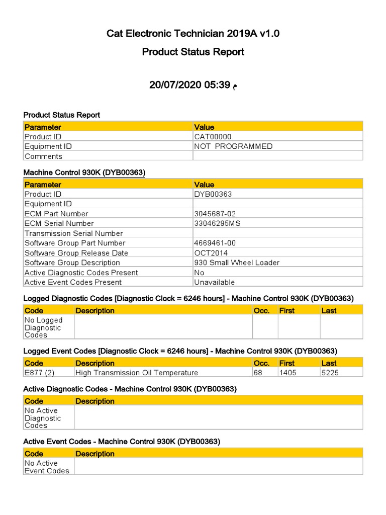 Machine Control Diagnostic Report | PDF | Transmission (Mechanics ...