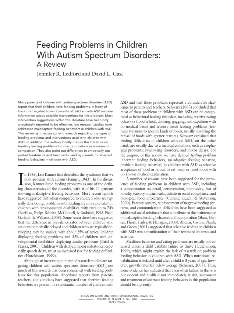 Feeding Issues in Children with ASD | PDF | Autism Spectrum | Autism