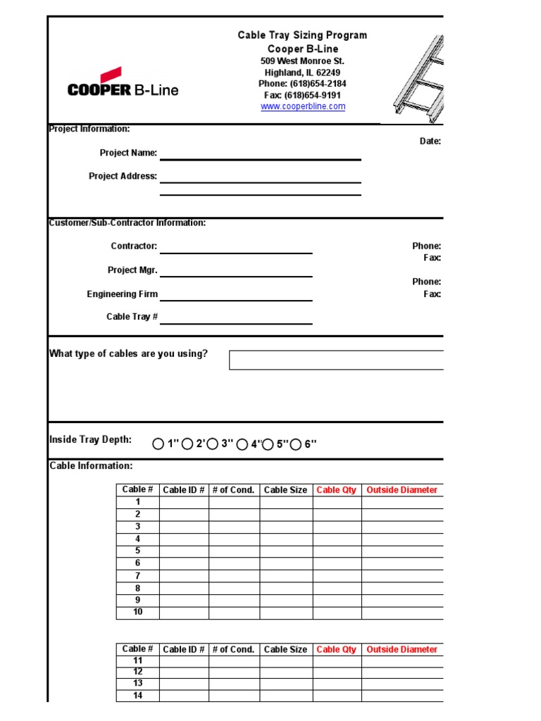 Cable Tray Sizing Calculation Tool | PDF | Computing | Computing And ...