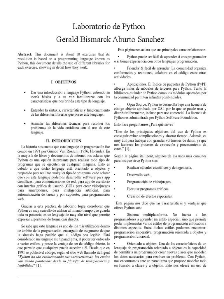 Informepython1 GeraldAburto Codigo | PDF | Python (lenguaje de ...