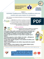 Actividad Complementaria 4to Secundaria - RELIGION - Establecemos Relaciones Empaticas para Mejorar La Convivencia