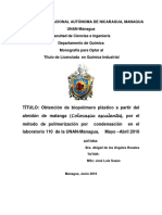 Obtención de Biopolímero Plástico A Partir Del Almidón de Malanga PDF