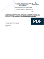 Parental Consent Form For Remedial Class Date: - : Central Philippine Adventist College Academy