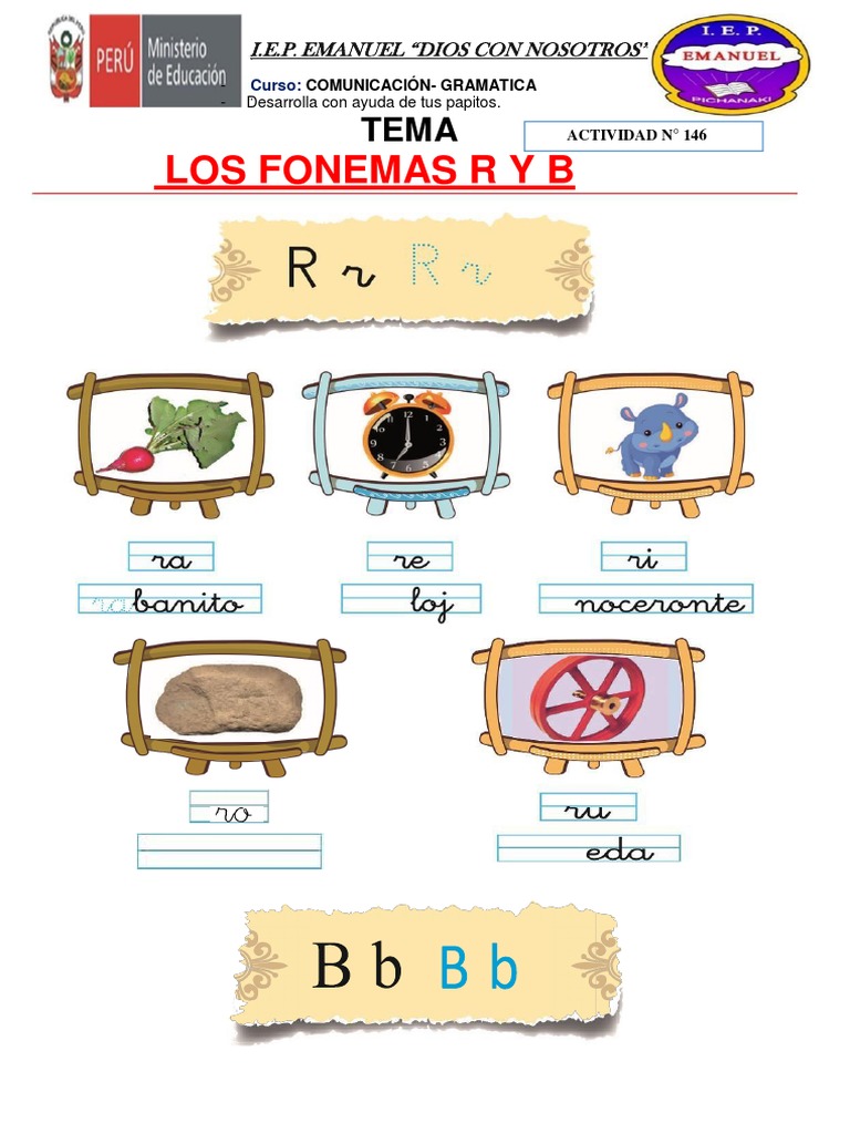 Actividad 146 Los Fonemas Ryb Para Primer Grado De Primaria1