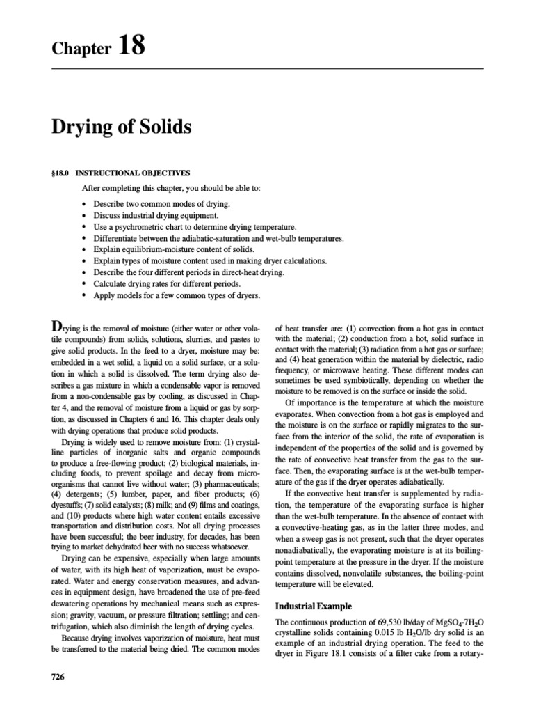 Drying of Solids: 18.0 Instructional Objectives | PDF | Clothes Dryer ...