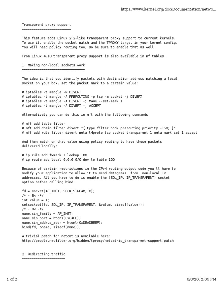 Transparent Proxy Support | PDF | Proxy Server | Network Socket