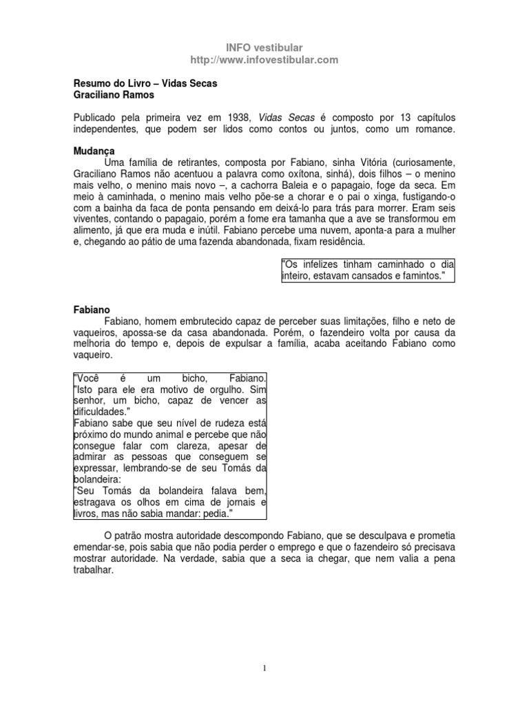 Livro - Vidas Secas (Resumo 2) PDF | PDF