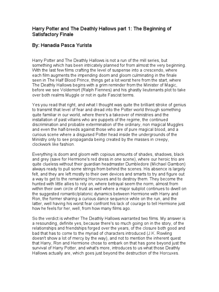 Harry Potter and The Deathly Hallows Part 1 | PDF | Harry Potter