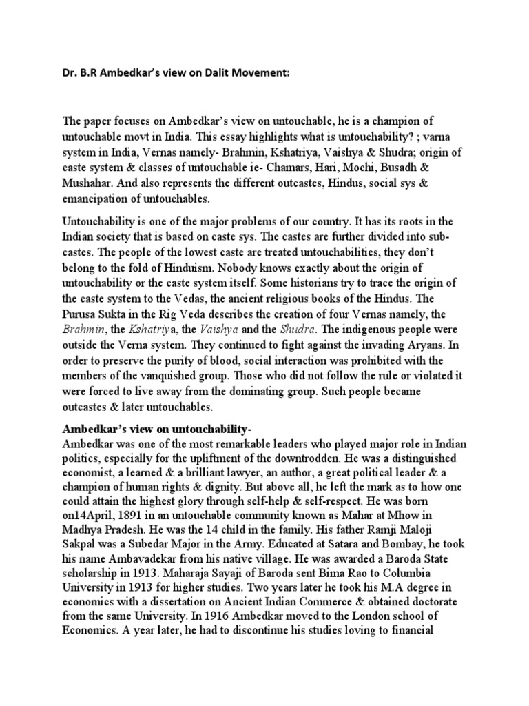 Ambedkar's Fight Against Untouchability | PDF | Dalit | Caste