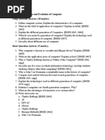 Unit 1: Introduction and Evolution of Computer Long Question Answers (10 Marks)