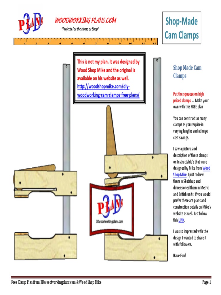 Cam Clamp Plan PDF Woodworking Machining