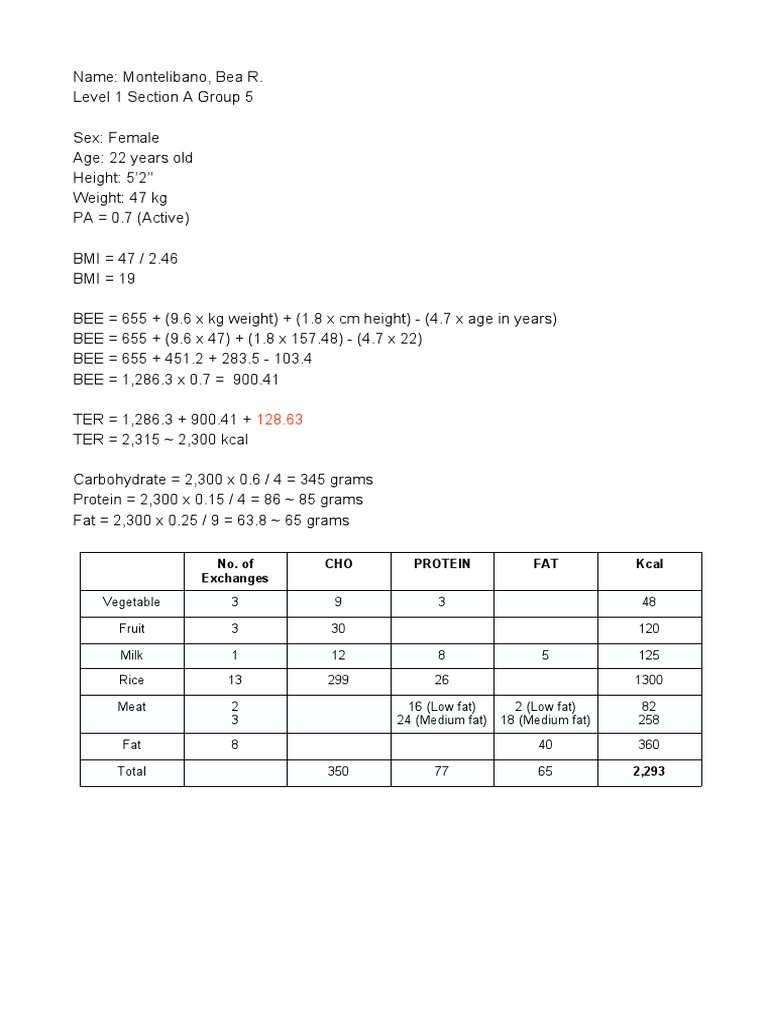 Meal Plan Assignment PDF